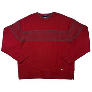Vintage Tommy Hilfiger 90s Red Cotton Pullover Sweater